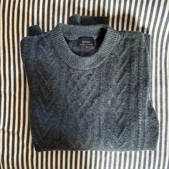 Quince Mongolian Cashmere Cable-knit Crewneck - Picture 1 of 4